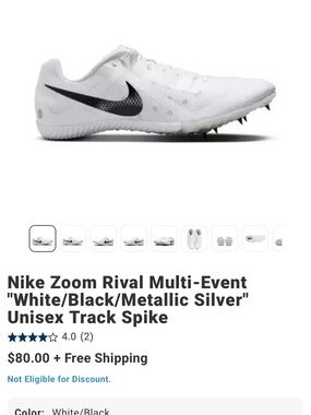 Nike White Track Spike with Black Swoosh